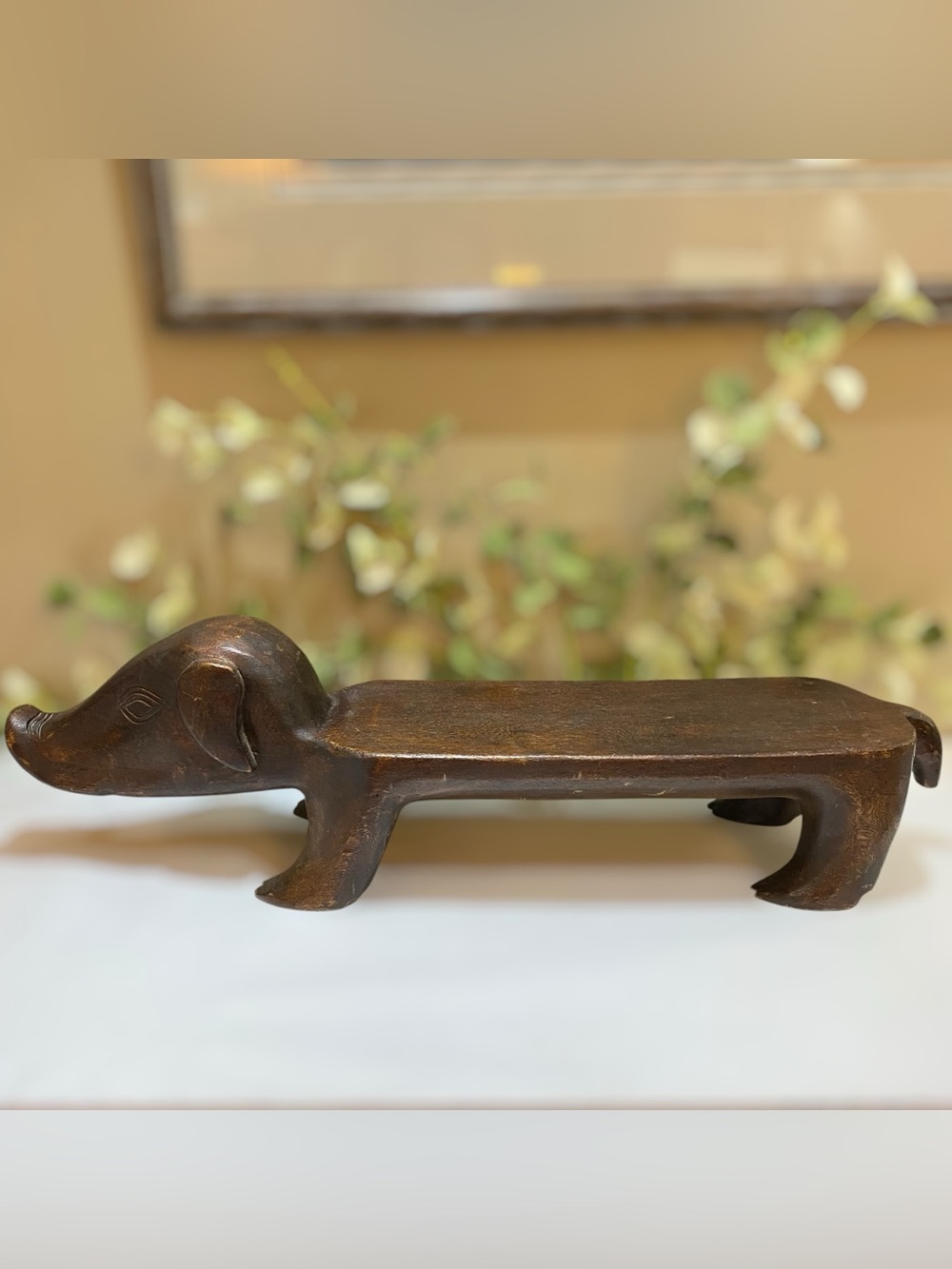 Vintage  Scarce French Wood Carved Pig Serving Platter Tray Board Folk Art 28”